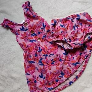 Super Cute Open Back Pink Floral Dress | Bright Flowers | 24M